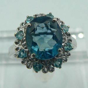 Sz.11 Genuine Belgian Teal Fluorite Ring NWOT